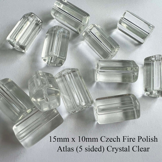 15mm x 10mm Czech Pressed Glass Atlas Clear (Qty 12)