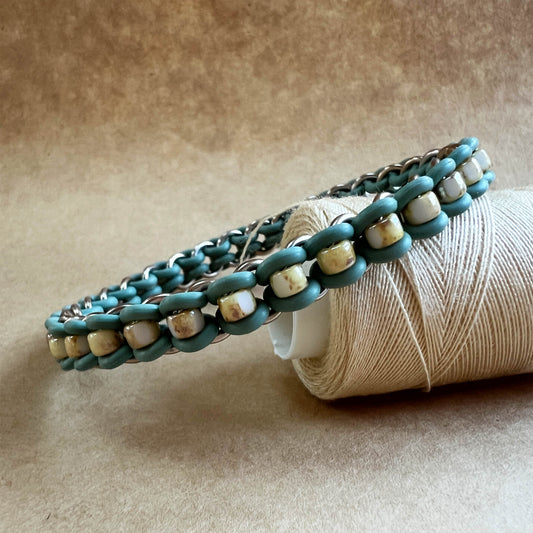 Beaded Stretch Bangle Mini Kit with Free Video - Dusky Sage, Champagne & Chalk Rembrandt