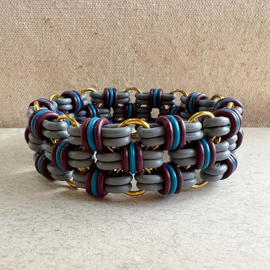 Brick Layer Stretch Bracelet Kit with FREE Video Charcoal Burgundy Blue Wave and Gold