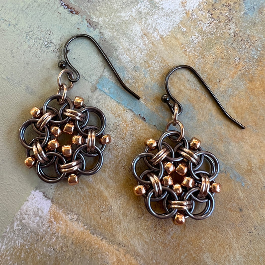 Helm Beaded Circle Earrings Kit with FREE Video - Gunmetal and Rose Gold