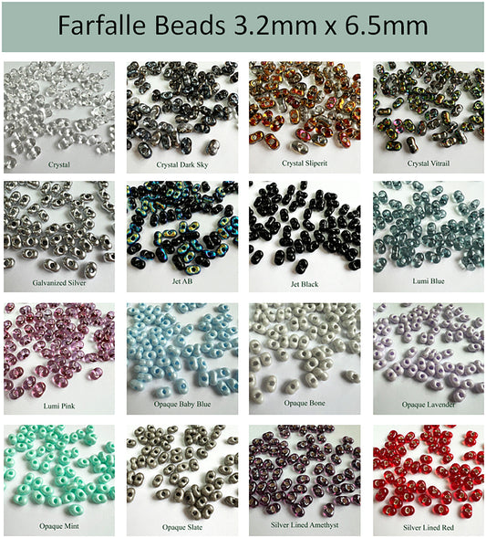 Farfalle Beads 3.2 x 6.5mm 20gm Choose color