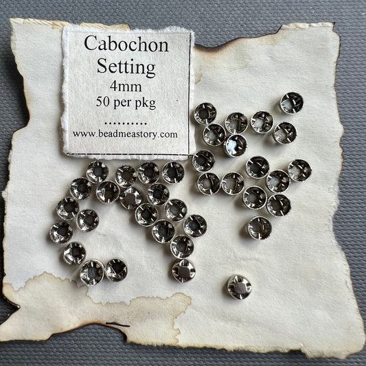 Cabochon 4mm Sew On Setting - 50 Pieces