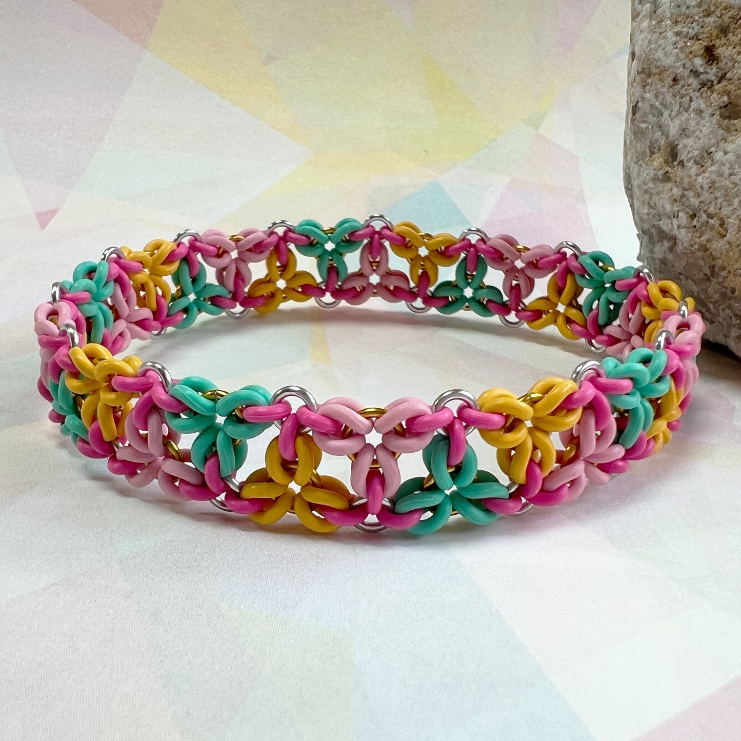 Tri Flower Micro Stretch Bracelet 7.4mm Kit with FREE Video Sorbet Colors fits 7 inch Wrist
