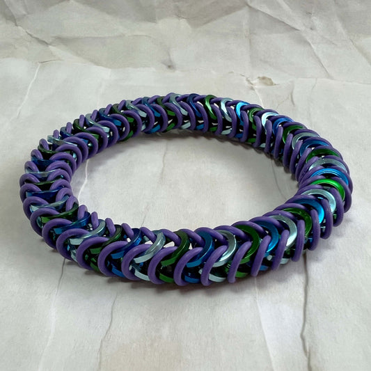 Box Chain Stretch Bracelet Kit with FREE Video - Purple Royal Blue Sky Blue and Green