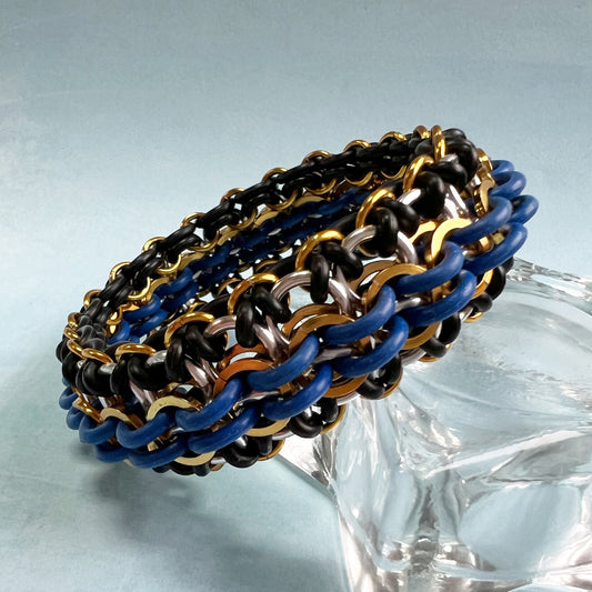 Chain Link Stretch Bracelet Kit with FREE Video - Celestial Blue, Black, Gold & Silver