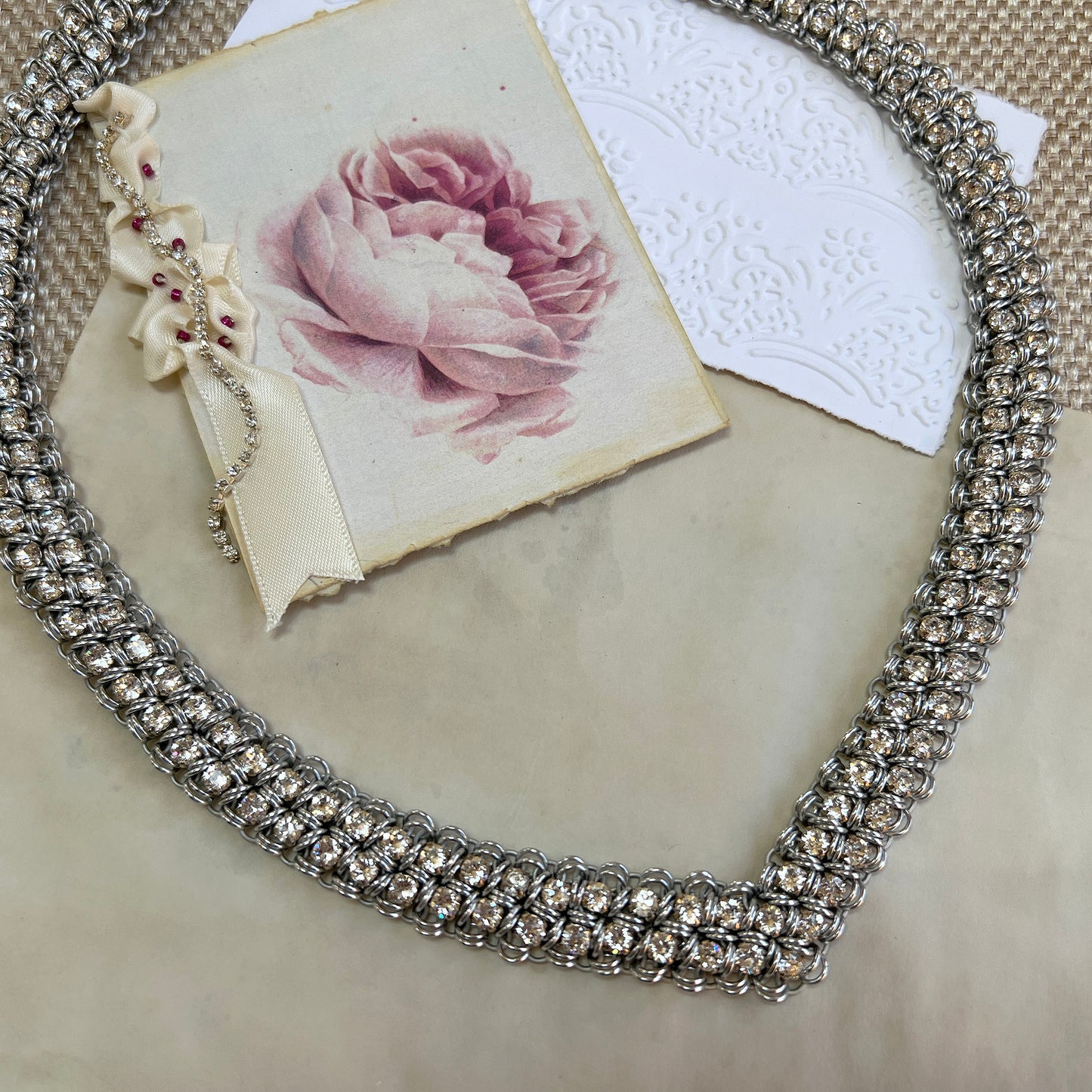 Japanese Rhinestone Princess Necklace Kit & Video Class - Silver & Crystal
