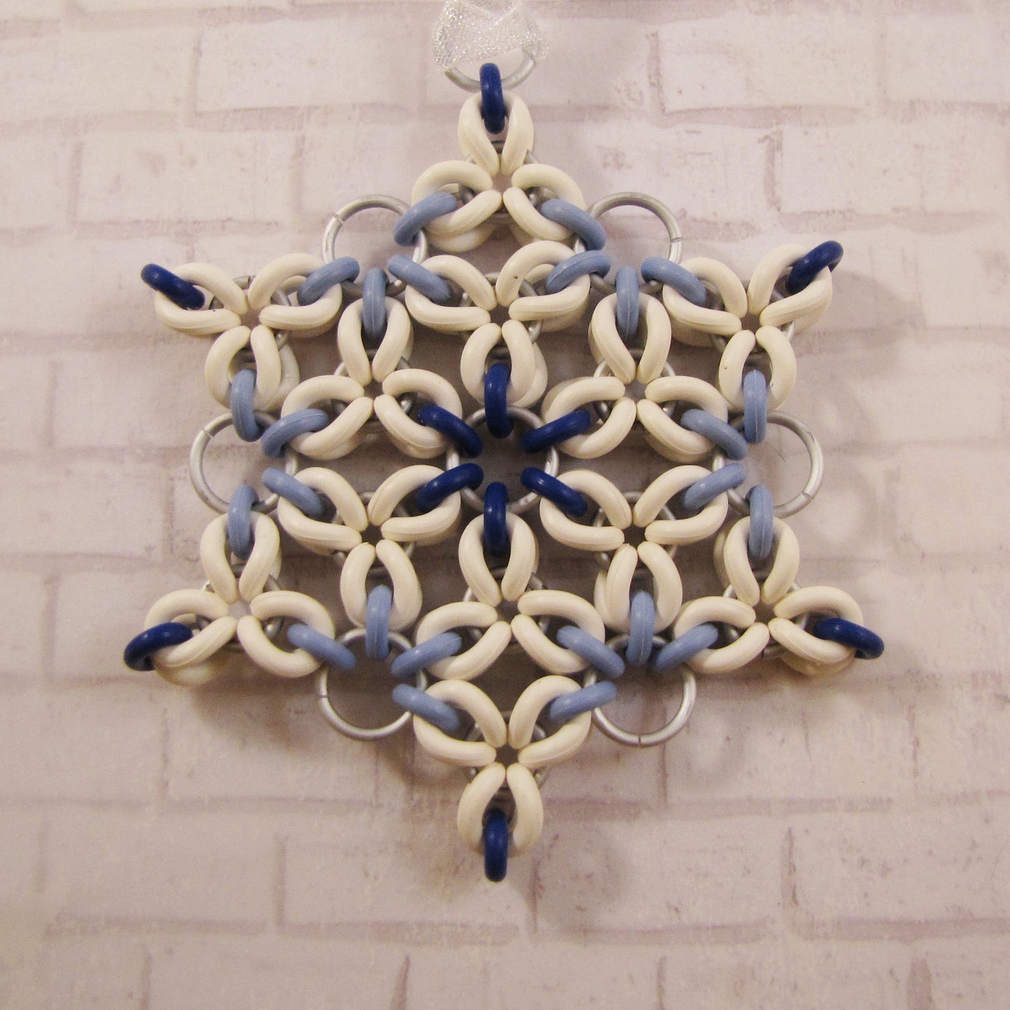 Snowflake Tri Flower Ornament Kit with FREE Video - White with Celestial and Powder Blue