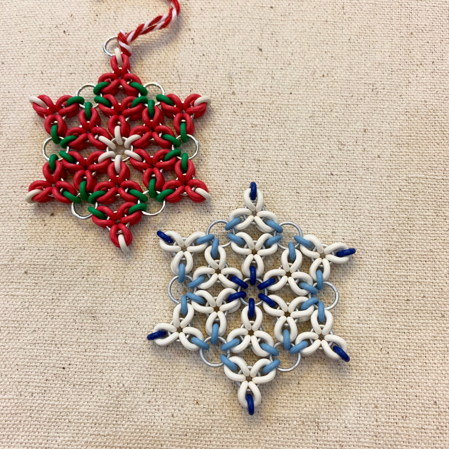 Snowflake Tri Flower Ornament Kit with FREE Video - White with Celestial and Powder Blue