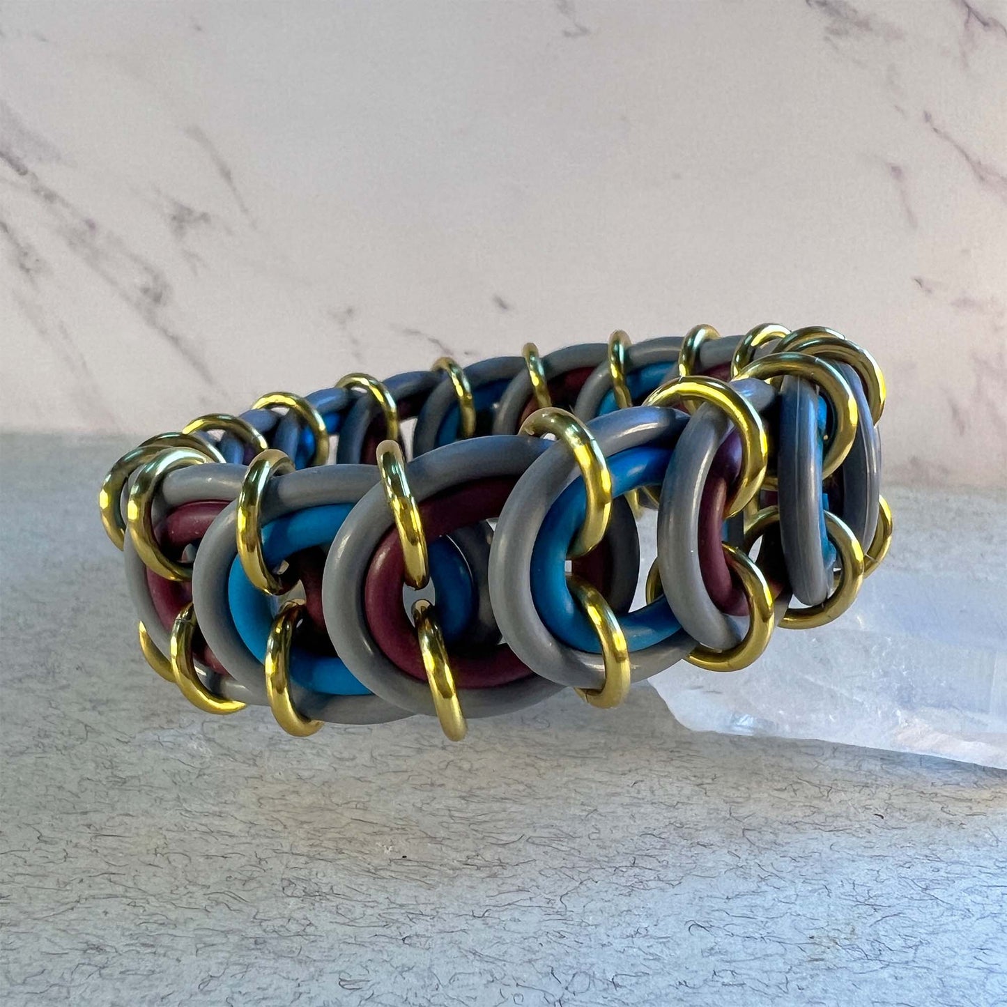 Vertebrae Stretch Bracelet Kit with FREE Video- Grey, Burgundy, Blue Wave & Gold