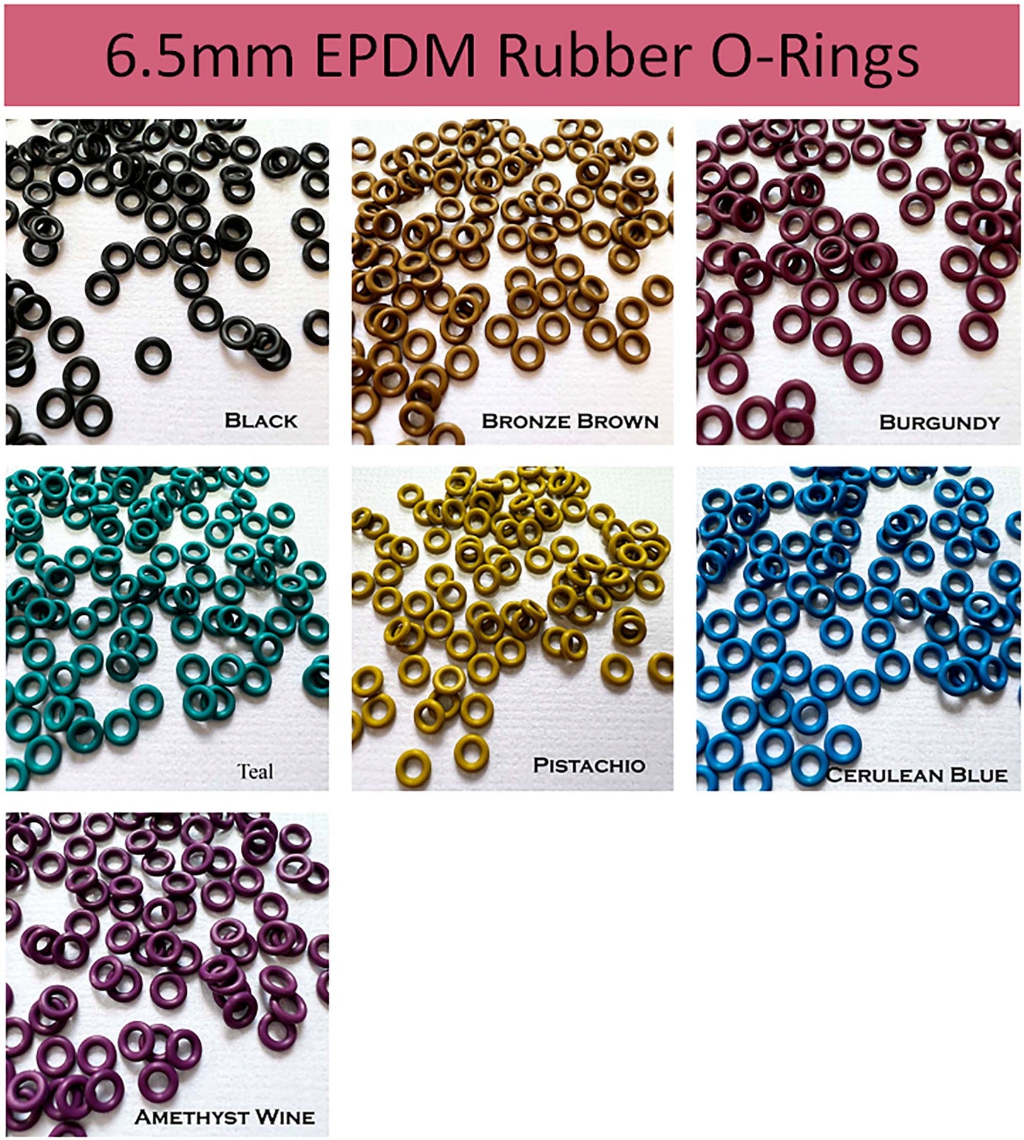 6.5mm Rubber O-Rings (ID: 3.5mm) - choose color
