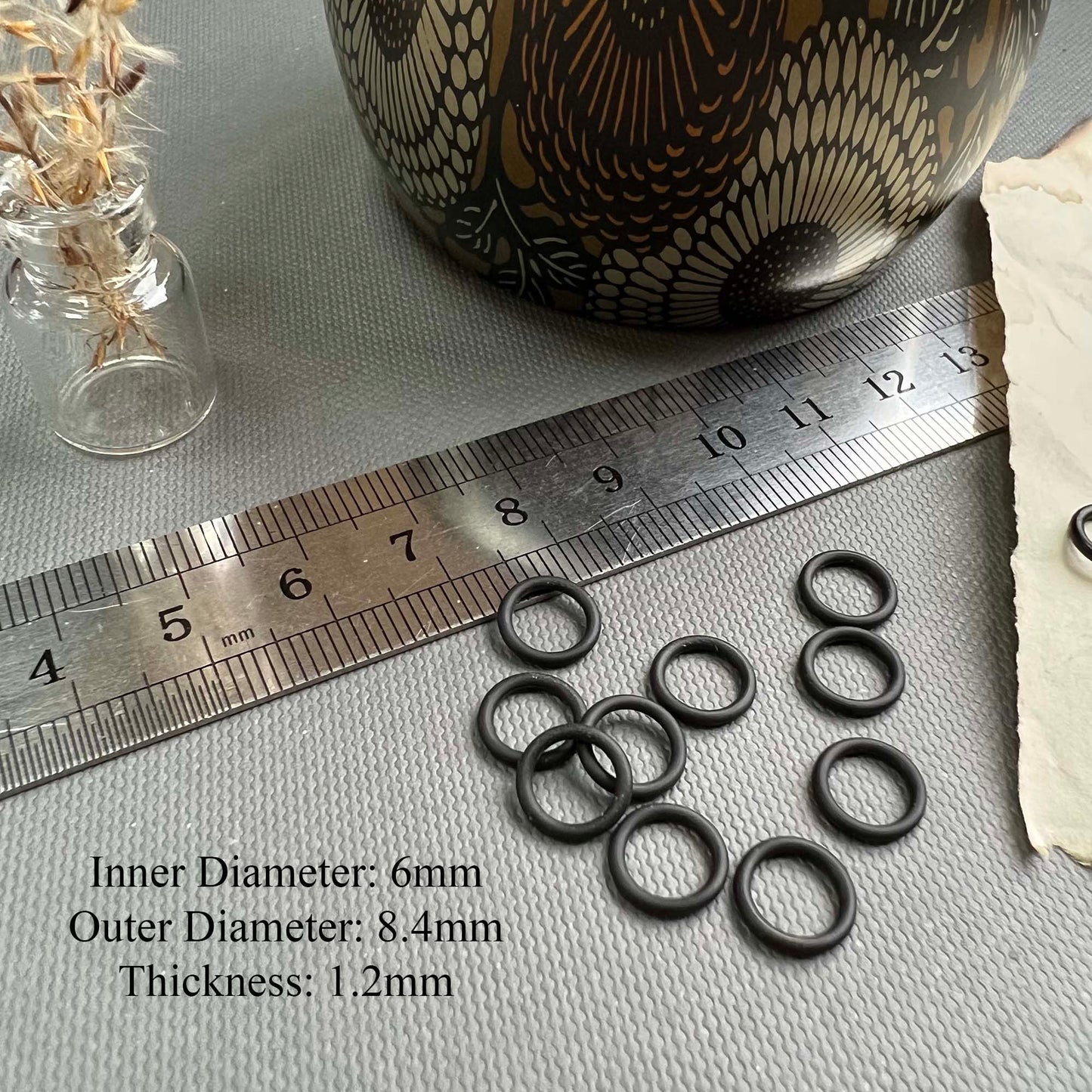 8.4mm Rubber O-Rings (ID: 6mm) - Black
