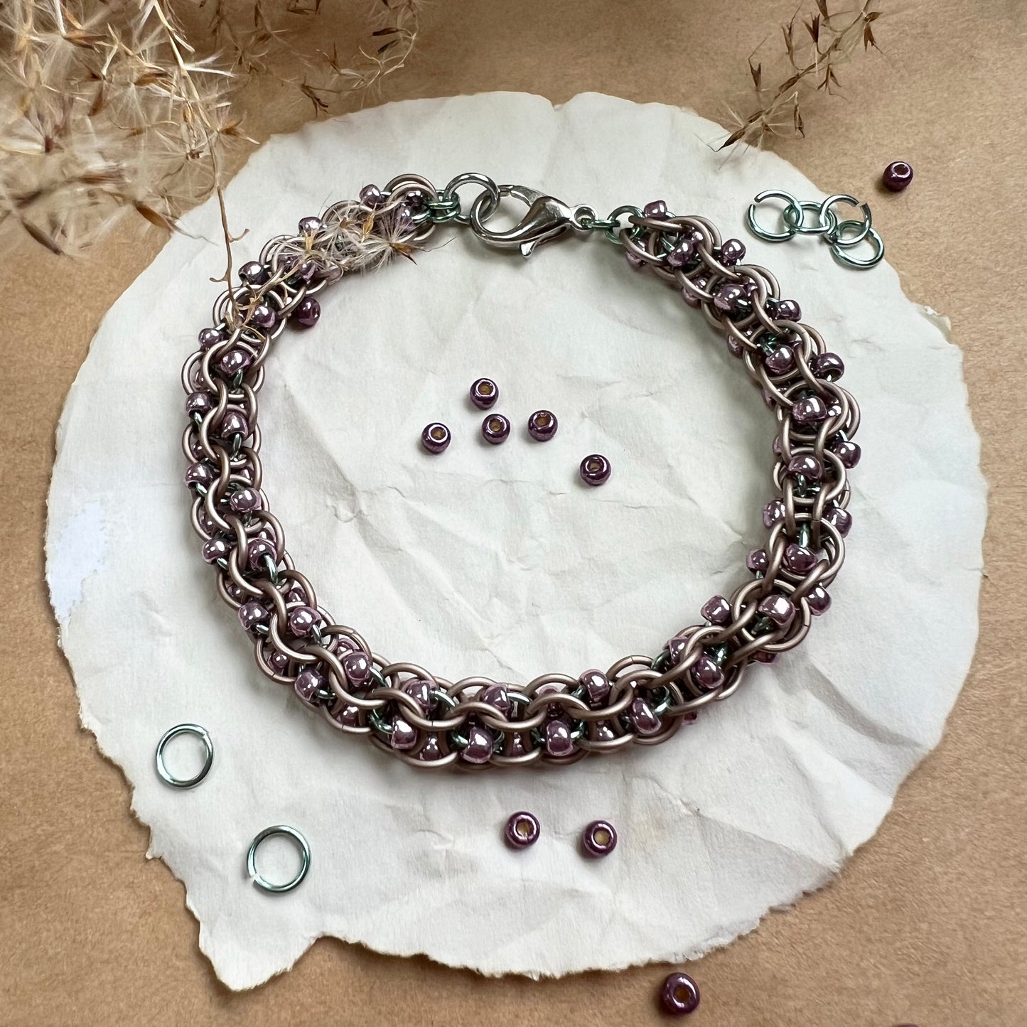 Captive 2 in 1 Beaded Chain Kit and Video Class Matte Champagne Sea Foam and Pale Lilac
