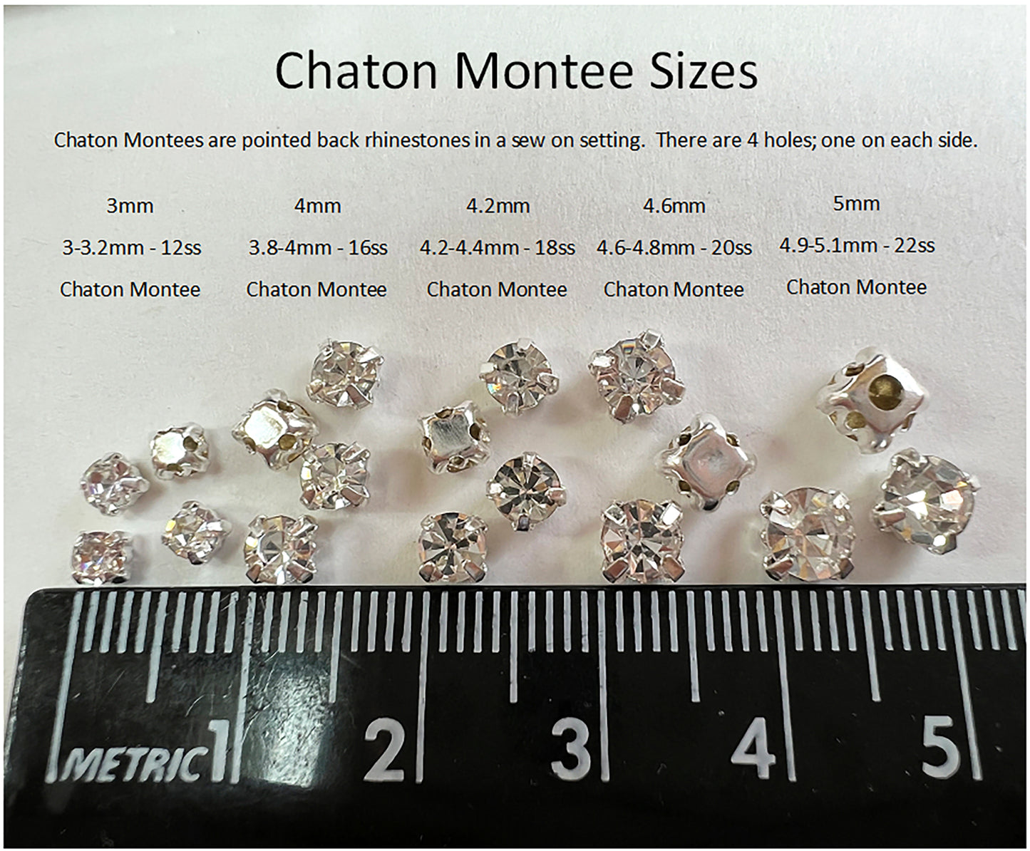 Glass Chaton Montees 20ss (4.6-4.8mm) Crystal with Silver Setting