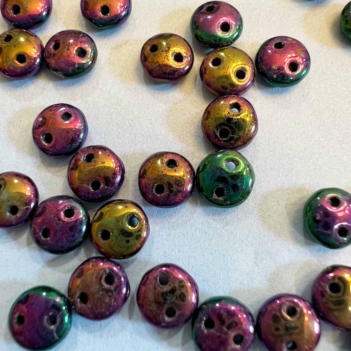 2 Hole Lentil Beads - choose color