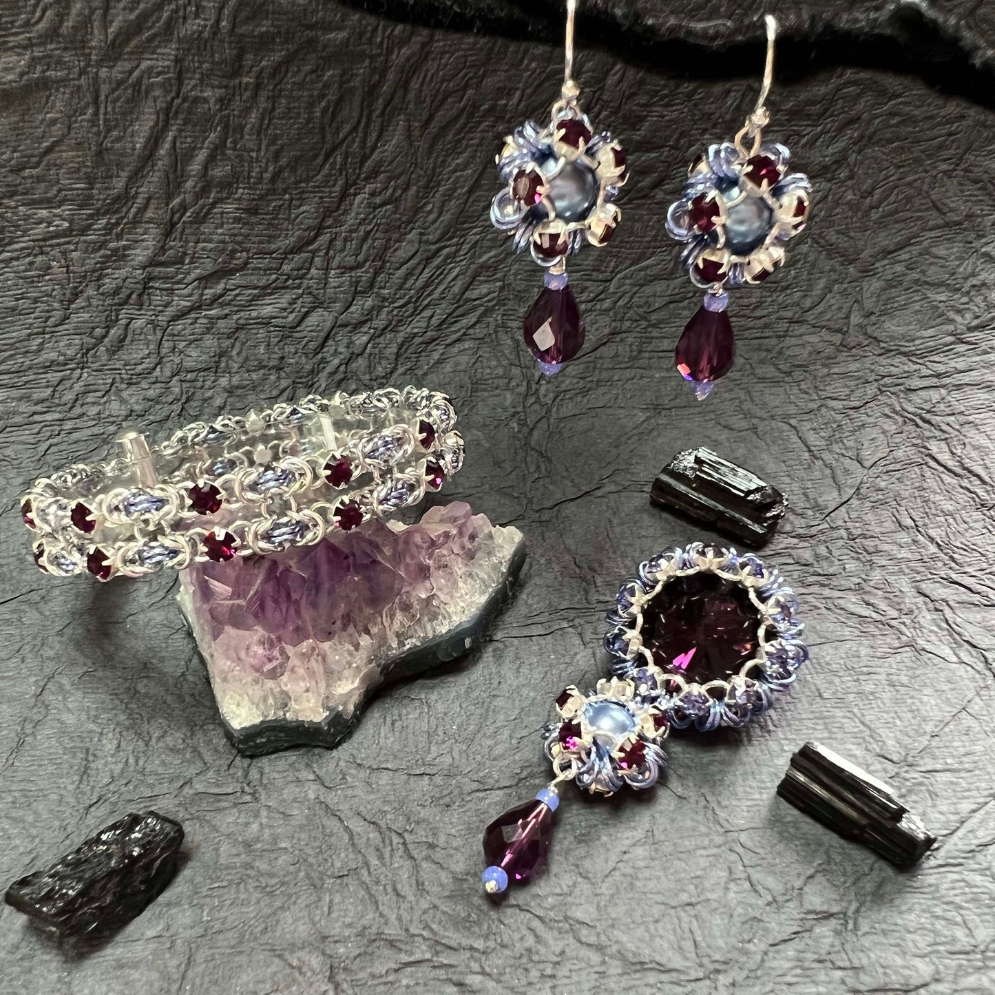 Amethyst, Periwinkle & Silver Jewelry Series PDF and Video Tutorials - no supplies included